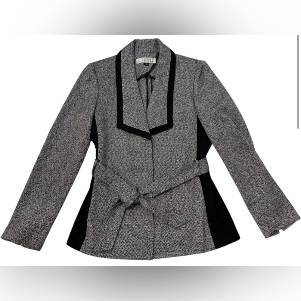 Tahari ASL Belted Blazer – Size 4, Black & White, Tailored Fit